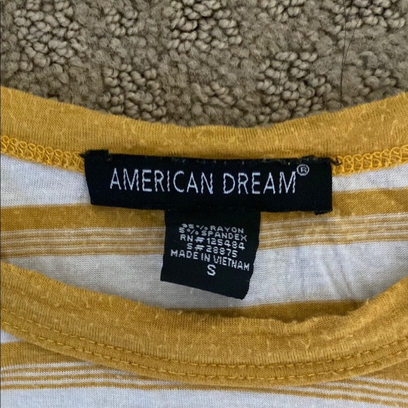 American Dream Yellow Striped Junior’s Top - Picture 2 of 4